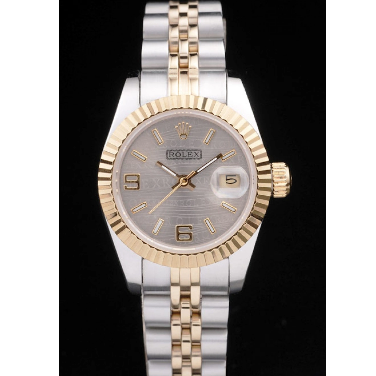 Aaa replica watch Gold Steel Stainless Plated Two Yellow Rolex Datejust Tone 98078 0821